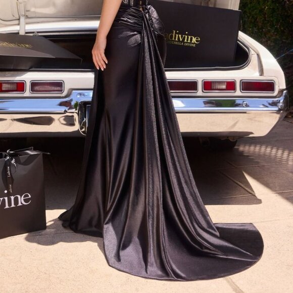 Strapless formal dress, black, rose gold, blue prom party wedding guest evening - Picture 5 of 7